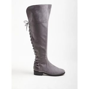 OVER THE KNEE BOOT - GREY FAUX SUEDE (WW)